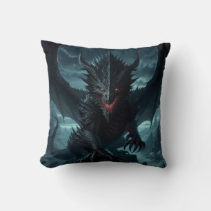 Cojín Decorativo Dragón medieval oscuro