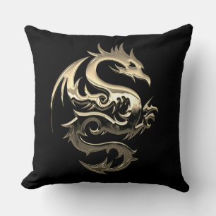 Cojín Decorativo Dragón metálico dorado reversible