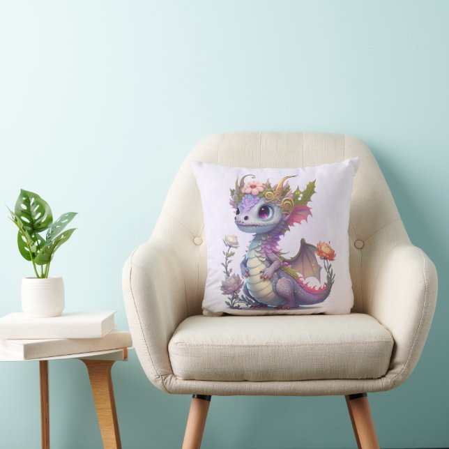 Cojín Decorativo Dragón morado con corona elegante (Silla)