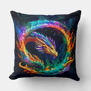 Cojín Decorativo Dragón Ouroboros Vibrante Arte Símbolo