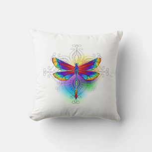 Cojín Decorativo Dragón poligonal arcoiris