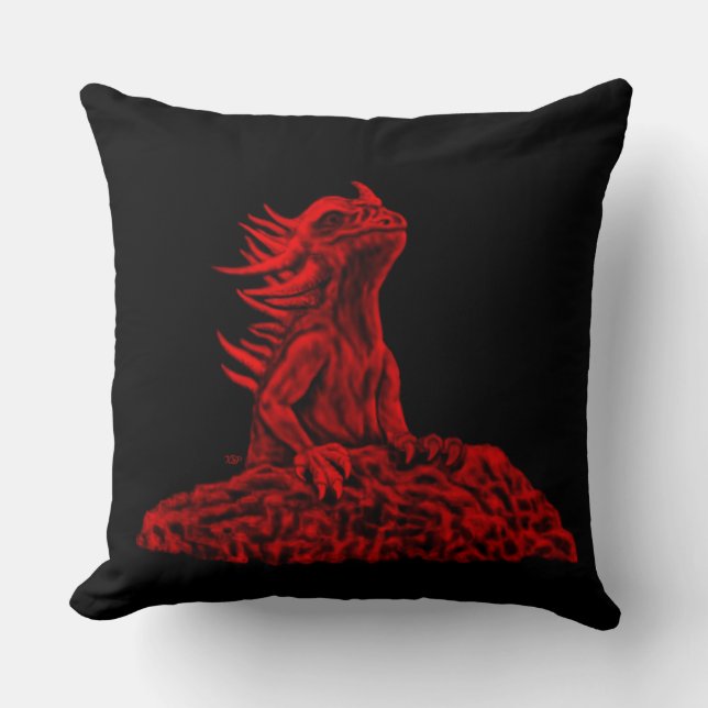 Cojín Decorativo Dragón rojo pequeño (Anverso)