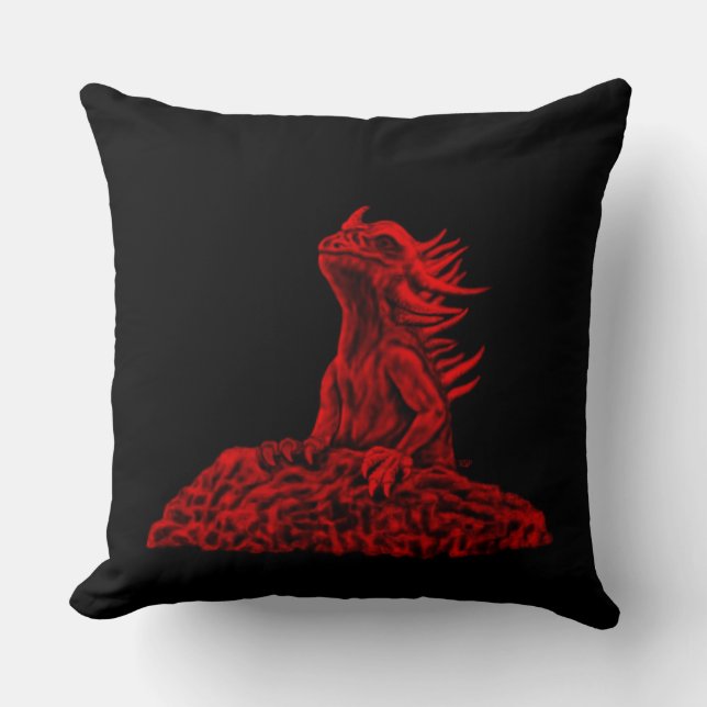 Cojín Decorativo Dragón rojo pequeño (Anverso)