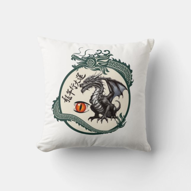 Cojín Decorativo Dragón samurai clásico (Anverso)