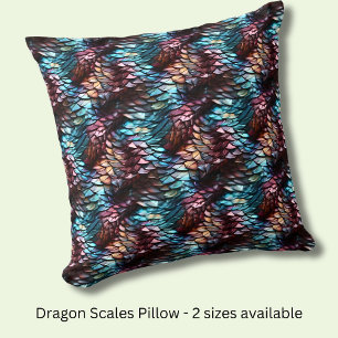 Cojín Decorativo Dragon Scales Aqua Blue Crimson Brown