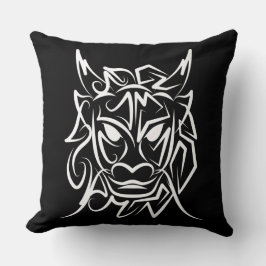 Cojín Decorativo Dragón tribal blanco y negro