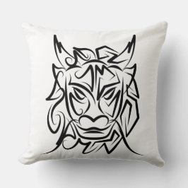 Cojín Decorativo Dragón tribal blanco y negro