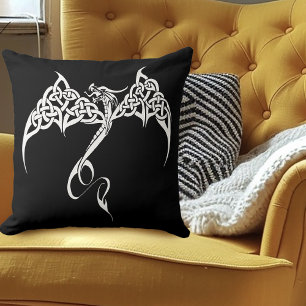 Cojín Decorativo Dragón Tribal Celta Entrelazado Negro Blanco Fanta