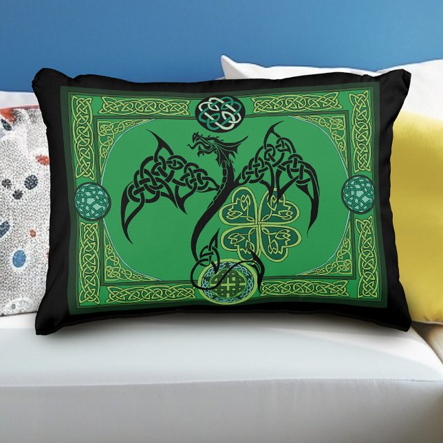 Cojín Decorativo Dragón Verde Irlandés Celta (Subido por el creador)