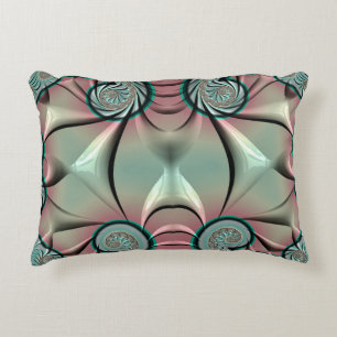 Cojín Decorativo ~DRAGON WINGS Green Pink ~ Diseño fractal ~