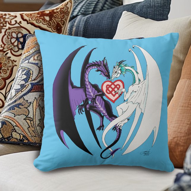 Cojín Decorativo Dragones Amor Corazón Azul (Subido por el creador)