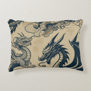 Cojín Decorativo Dragones anticuados de fantasía