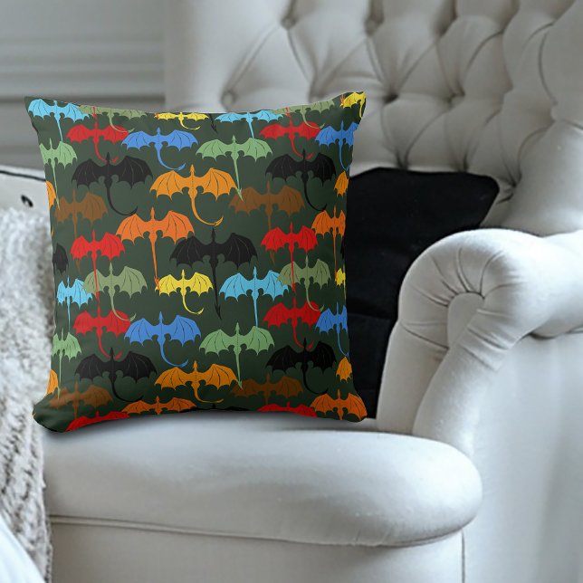 Cojín Decorativo Dragones Fantasía de Vuelo Verde (Subido por el creador)