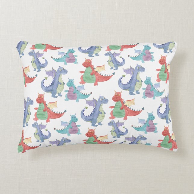 Cojín Decorativo Dragones infantiles felices bailes graciosos niños (Anverso)