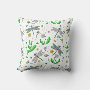 Cojín Decorativo Dragonflies caprichoso y Dandelions de mano