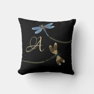 Cojín Decorativo Dragonflies on Black Monogram