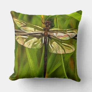 Cojín Decorativo Dragonfly Artificial En Marrón Y Amarillo En Verde