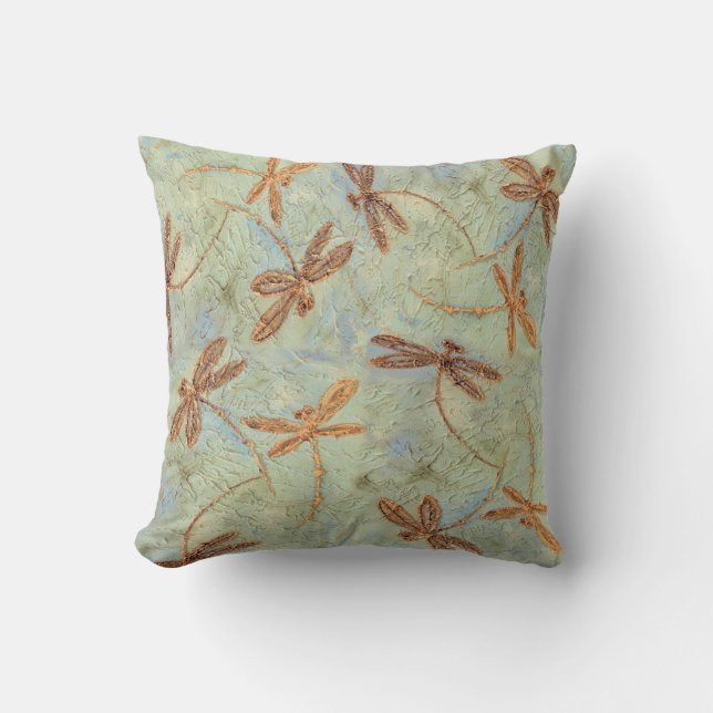 Cojín Decorativo Dragonfly baila oro (Anverso)
