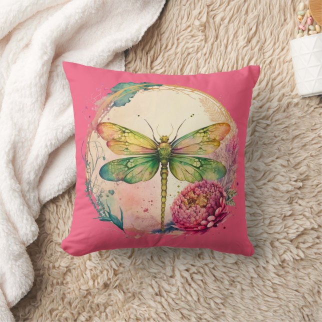 Cojín Decorativo Dragonfly floral elegante (Manta)