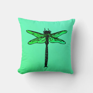 Cojín Decorativo Dragonfly japonés vintage, verde esmeralda