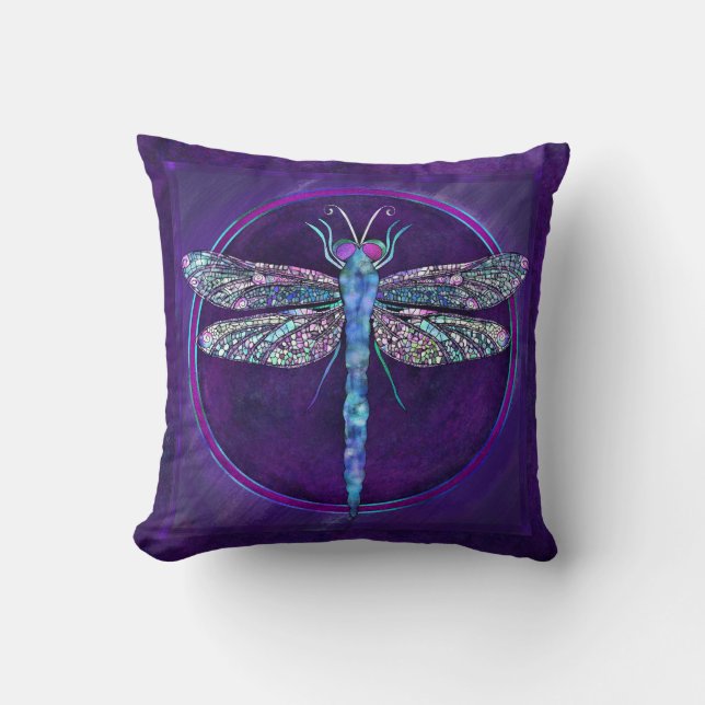 Cojín Decorativo Dragonfly Square Pillow de tono jovial (Anverso)