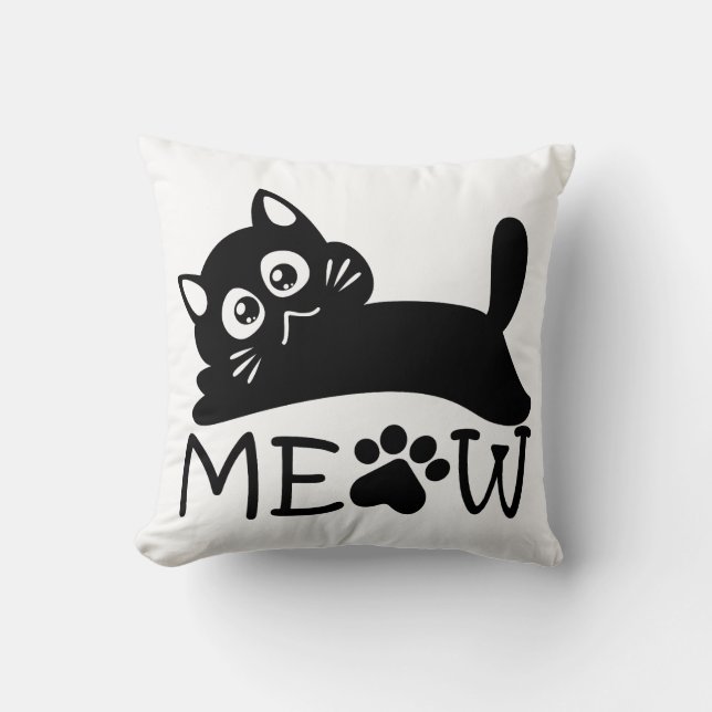 Cojín Decorativo Dramático Meow (Anverso)