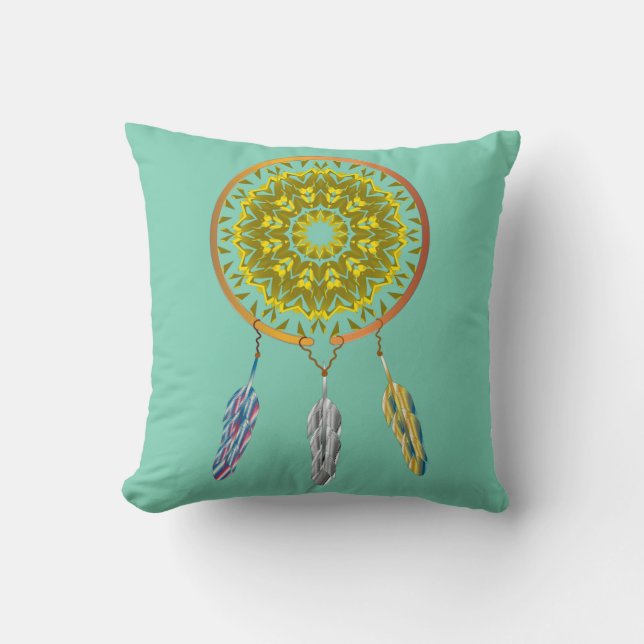 Cojín Decorativo Dreamcatcher con las plumas (Anverso)