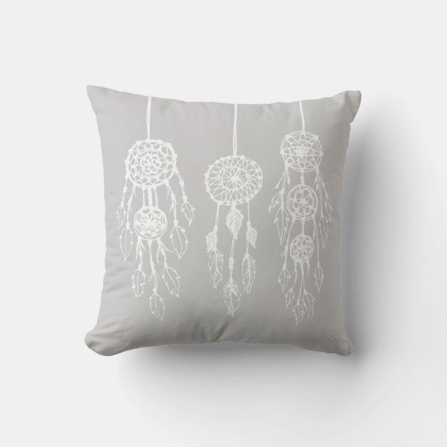 Cojín Decorativo Dreamcatchers bohemias con iluminación gris (Anverso)