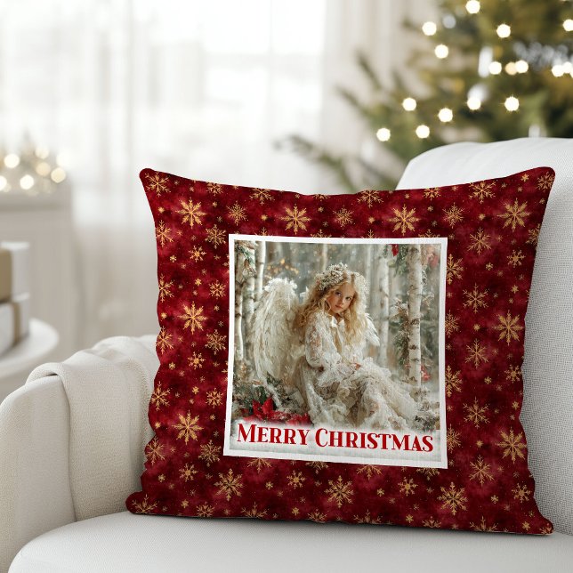 Cojín Decorativo Dreamy Angel Poinsettia Christmas Pillow Gift (Dreamy Angel Poinsettia Christmas Pillow Gift)