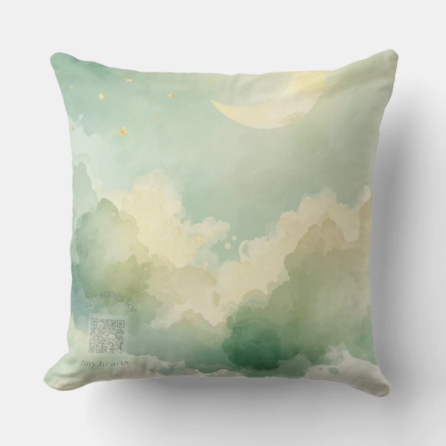 Cojín Decorativo Dreamy Moon & Cloud Nursery Throw Pillow | Music (Anverso)