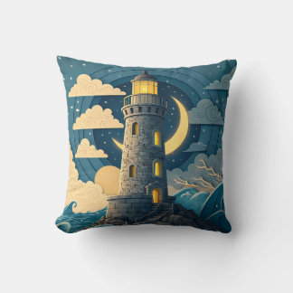 Cojín Decorativo Dreamy Night Lighthouse Ocean Throw Pillow