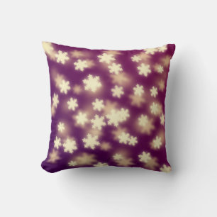 Cojín Decorativo Dreamy Purple Snowflake Bokeh Luces