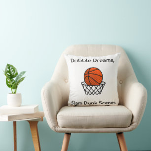 Cojín Decorativo Dribble Dreams, Escenas de Mate de Baloncesto