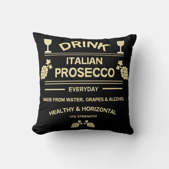 Cojín Decorativo Drinker de vino Prosecco | Wine Lover | Espuma (Anverso)