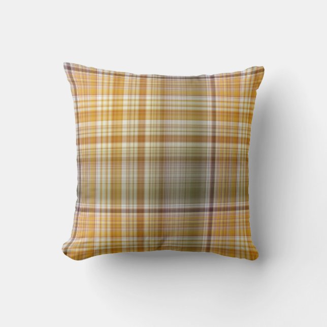Cojín Decorativo Dry Corn Yellow and Olive Green Plaid (Anverso)
