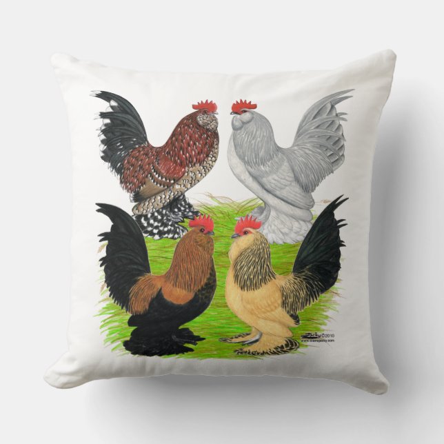 Cojín Decorativo D'Uccles Cuatro Roosters (Anverso)