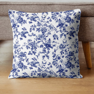 Cojín Decorativo Ducha de Bebé Caballo de Balanza Toile Azul Vintag