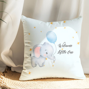 Cojín Decorativo Ducha de Bebé Elefantes Juguetones Azules