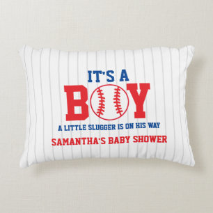 Cojín Decorativo Ducha de bebé niño de béisbol Pequeño Slugger