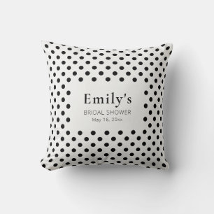 Cojín Decorativo Ducha de Novia de Lunares en Negro y Blanco