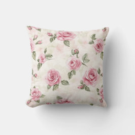 Cojín Decorativo Ducha de Novia de Rosas Rosadas Florales Hermosas