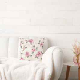 Cojín Decorativo Ducha Nupcial Floral de Rosas Rosadas Lindas