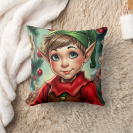 Cojín Decorativo Duende de dibujos animados caprichoso | Navidad