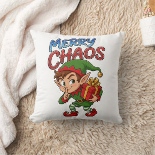 Cojín Decorativo Duende de Navidad Alegre Caos