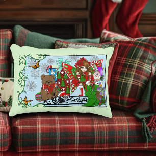 Cojín Decorativo Duende de Navidad Juguetes Verdes Festivos