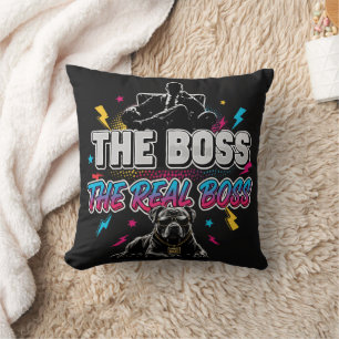 Cojín Decorativo Dueño de Perro Divertido "El Jefe Real" Diseño Pit