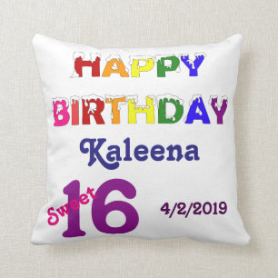 Cojín Decorativo Dulce 16 del feliz cumpleaños