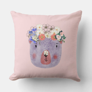 Cojín Decorativo Dulce animal salvaje rosa femenino con guardería d