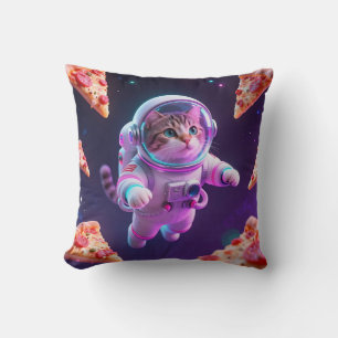 Cojín Decorativo Dulce aventura espacial de gato astronauta flotant