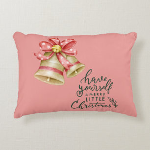 Cojín Decorativo Dulce campana de Navidad con acuarela sobre fondo 